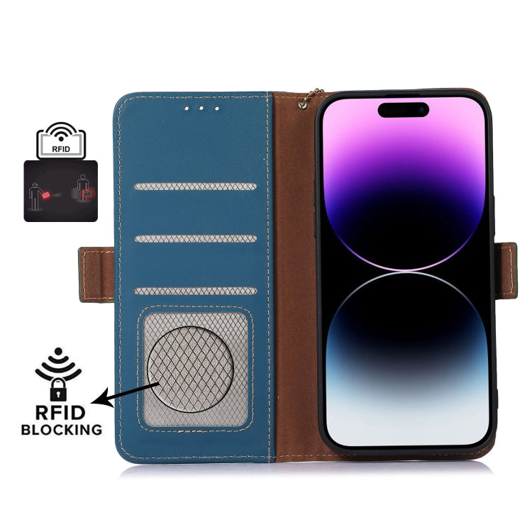 For Google Pixel 8 Genuine Leather Magnetic RFID Leather Phone Case(Blue) - Google Cases by PMC TechLife | Online Shopping South Africa | PMC TechLife | Buy Now Pay Later Mobicred