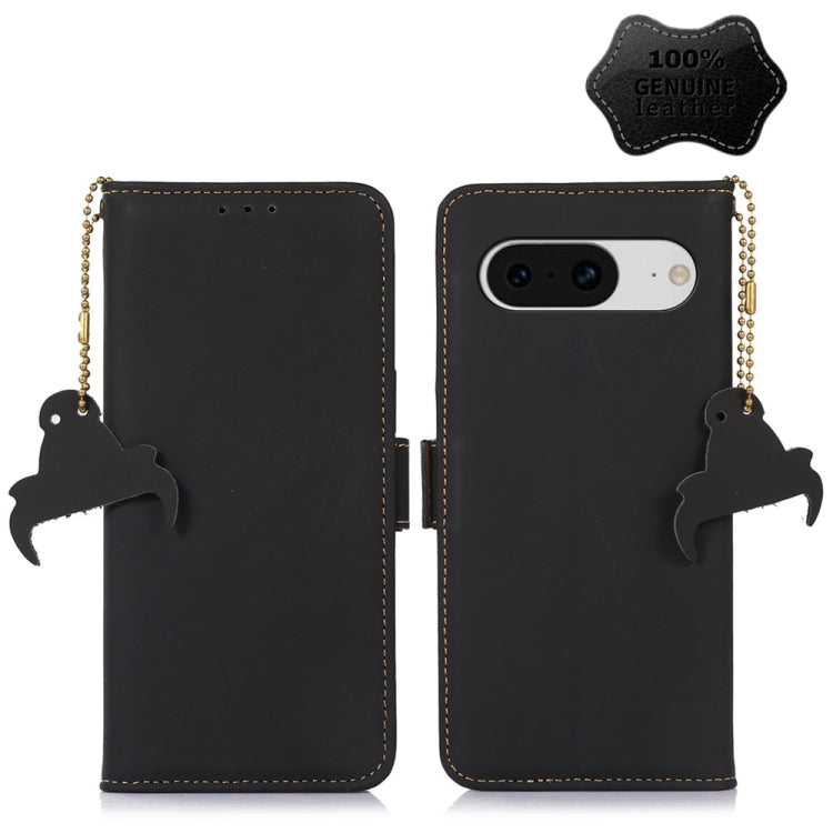 For Google Pixel 8 Genuine Leather Magnetic RFID Leather Phone Case(Black) - Google Cases by PMC TechLife | Online Shopping South Africa | PMC TechLife | Buy Now Pay Later Mobicred