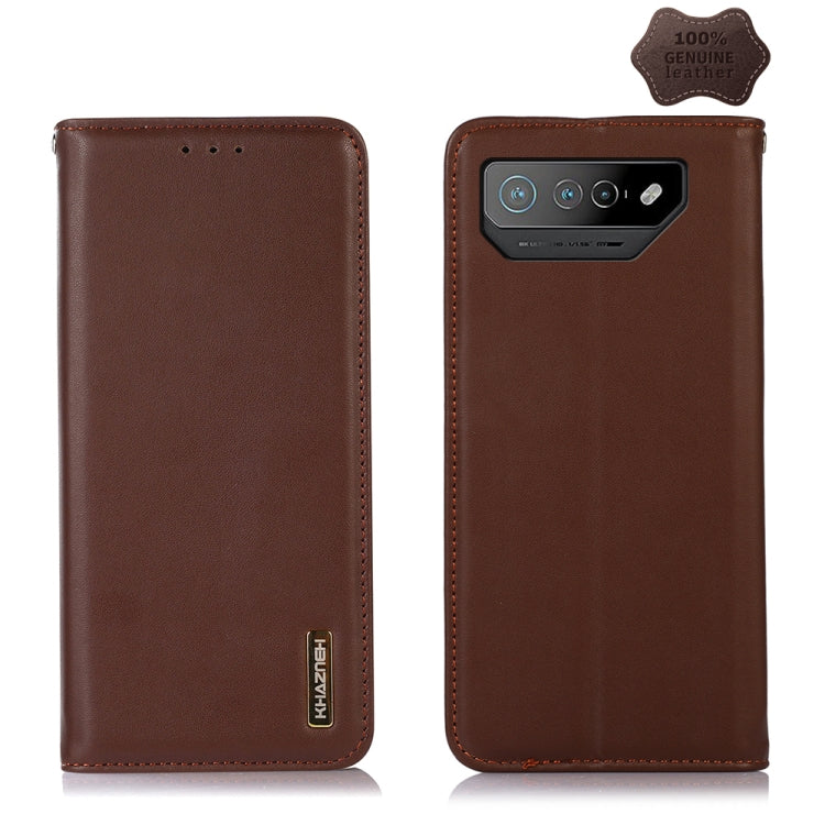 For Asus ROG Phone 7 KHAZNEH Nappa Top Layer Cowhide Leather Phone Case(Brown) - ASUS Cases by PMC TechLife | Online Shopping South Africa | PMC TechLife | Buy Now Pay Later Mobicred