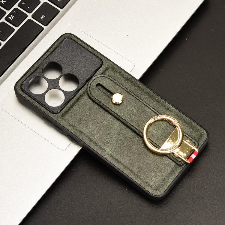 For Xiaomi Poco X6 Pro/Redmi K70E Wristband Leather Back Phone Case(Green) - K70E Cases by PMC TechLife | Online Shopping South Africa | PMC TechLife