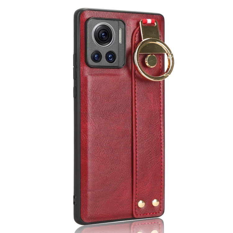 For Motorola Edge 30 Ultra Wristband Leather Back Phone Case(Red) - Motorola Cases by PMC TechLife | Online Shopping South Africa | PMC TechLife | Buy Now Pay Later Mobicred