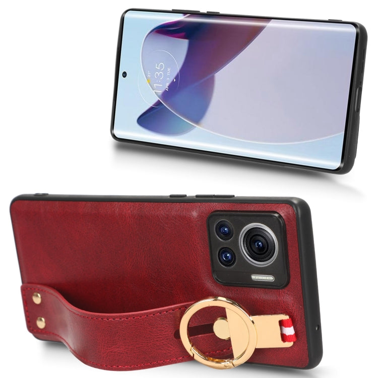 For Motorola Edge 30 Ultra Wristband Leather Back Phone Case(Red) - Motorola Cases by PMC TechLife | Online Shopping South Africa | PMC TechLife | Buy Now Pay Later Mobicred