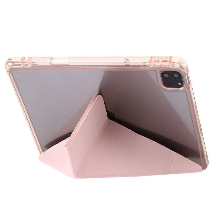 For iPad Pro 12.9 2022 / Air 13 2024 Clear Acrylic Deformation Leather Tablet Case(Pink) - iPad Pro 12.9 (2022/2021) Cases by PMC Jewellery | Online Shopping South Africa | PMC Jewellery | Buy Now Pay Later Mobicred