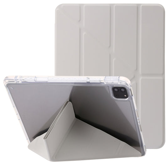 For iPad Pro 12.9 2022 / Air 13 2024 Clear Acrylic Deformation Leather Tablet Case(Grey) - iPad Pro 12.9 (2022/2021) Cases by PMC Jewellery | Online Shopping South Africa | PMC Jewellery | Buy Now Pay Later Mobicred