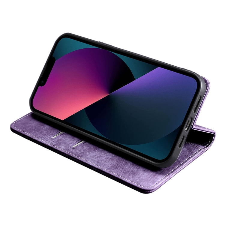 For Blackview A52 RFID Anti-theft Brush Magnetic Leather Phone Case(Purple) - More Brand by PMC Jewellery | Online Shopping South Africa | PMC Jewellery | Buy Now Pay Later Mobicred