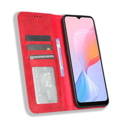 For Blackview A85 Magnetic Buckle Retro Texture Leather Phone Case(Red) - More Brand by PMC Jewellery | Online Shopping South Africa | PMC Jewellery | Buy Now Pay Later Mobicred