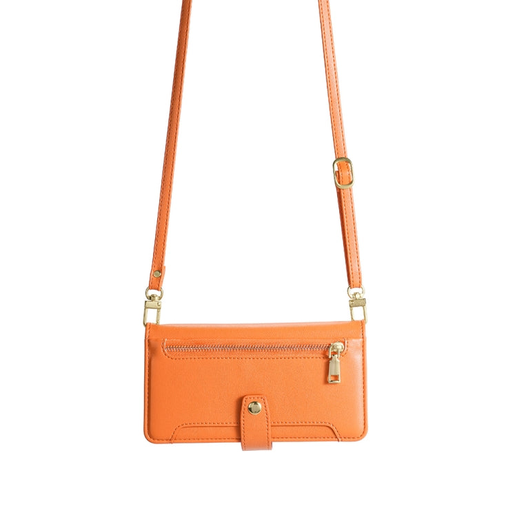 For Nokia C22 Sheep Texture Cross-body Zipper Wallet Leather Phone Case(Orange) - Nokia Cases by PMC TechLife | Online Shopping South Africa | PMC TechLife | Buy Now Pay Later Mobicred