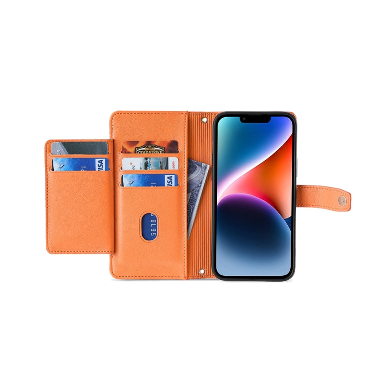 For Nokia C32 Sheep Texture Cross-body Zipper Wallet Leather Phone Case(Orange) - Nokia Cases by PMC TechLife | Online Shopping South Africa | PMC TechLife | Buy Now Pay Later Mobicred