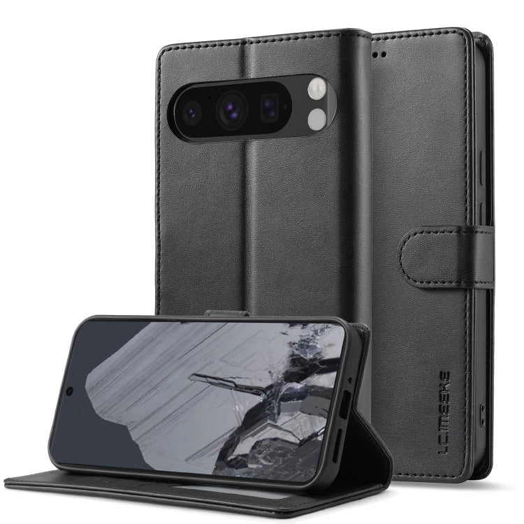 For Google Pixel 9 / 9 Pro LC.IMEEKE Calf Texture Flip Leather Phone Case(Black) - Google Cases by LC.IMEEKE | Online Shopping South Africa | PMC Jewellery | Buy Now Pay Later Mobicred