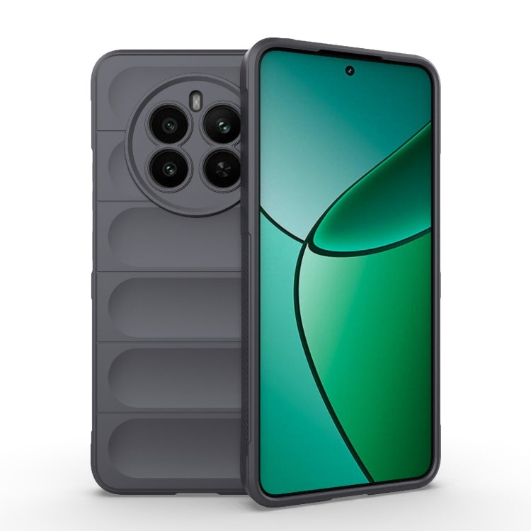 For Realme 12+ 5G Global Magic Shield TPU + Flannel Phone Case(Dark Grey) - Realme Cases by PMC TechLife | Online Shopping South Africa | PMC TechLife | Buy Now Pay Later Mobicred