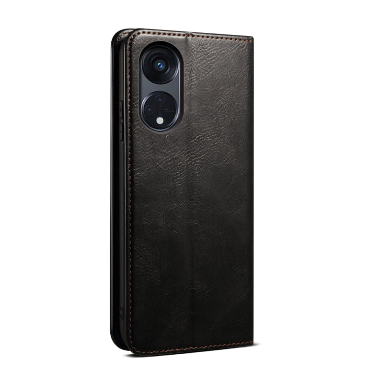 For OPPO A98 5G Oil Wax Crazy Horse Texture Leather Phone Case(Black) - OPPO Cases by PMC Jewellery | Online Shopping South Africa | PMC Jewellery