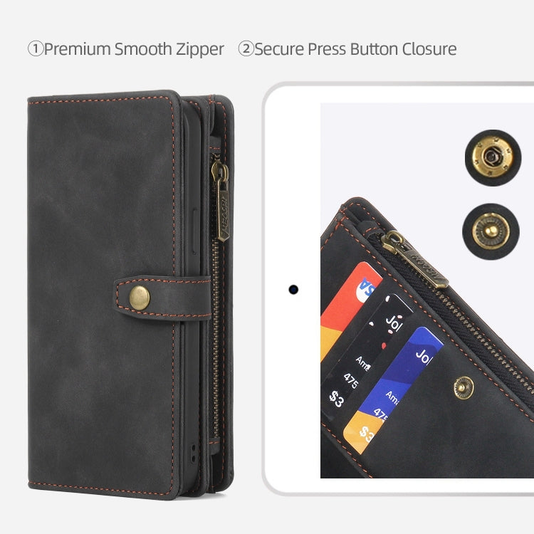 For iPhone 12 / 12 Pro Zipper Wallet Detachable MagSafe Leather Phone Case(Black) - iPhone 12 / 12 Pro Cases by PMC TechLife | Online Shopping South Africa | PMC TechLife
