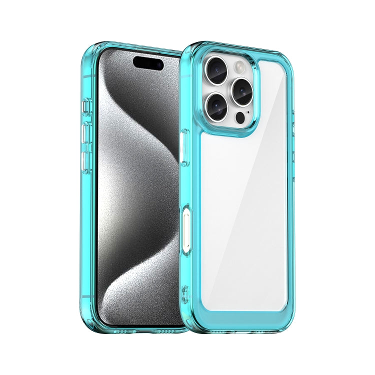 For iPhone 16 Pro Colorful Series Acrylic + TPU Phone Case(Transparent Blue) - iPhone 16 Pro Cases by PMC Jewellery | Online Shopping South Africa | PMC Jewellery | Buy Now Pay Later Mobicred