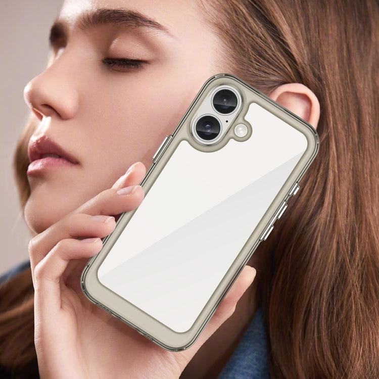 For iPhone 16 Plus Colorful Series Acrylic + TPU Phone Case(Transparent Grey) - iPhone 16 Plus Cases by PMC TechLife | Online Shopping South Africa | PMC TechLife | Buy Now Pay Later Mobicred