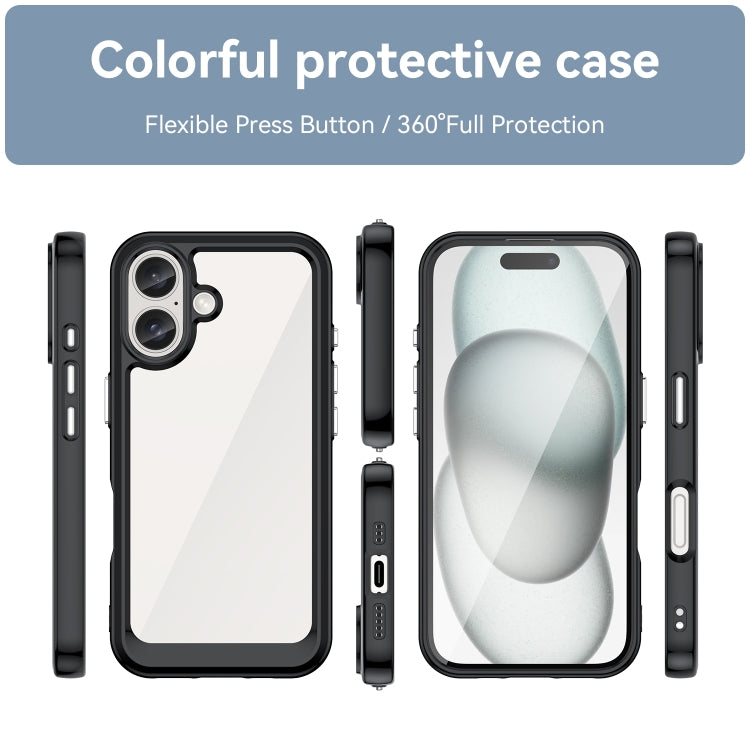 For iPhone 16 Colorful Series Acrylic + TPU Phone Case(Black) - free shipping - PMC TechLife - Order now!