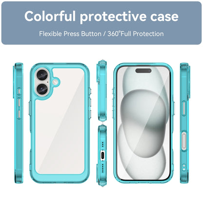 For iPhone 16 Colorful Series Acrylic + TPU Phone Case(Transparent Blue) - iPhone 16 Cases by PMC Jewellery | Online Shopping South Africa | PMC Jewellery | Buy Now Pay Later Mobicred