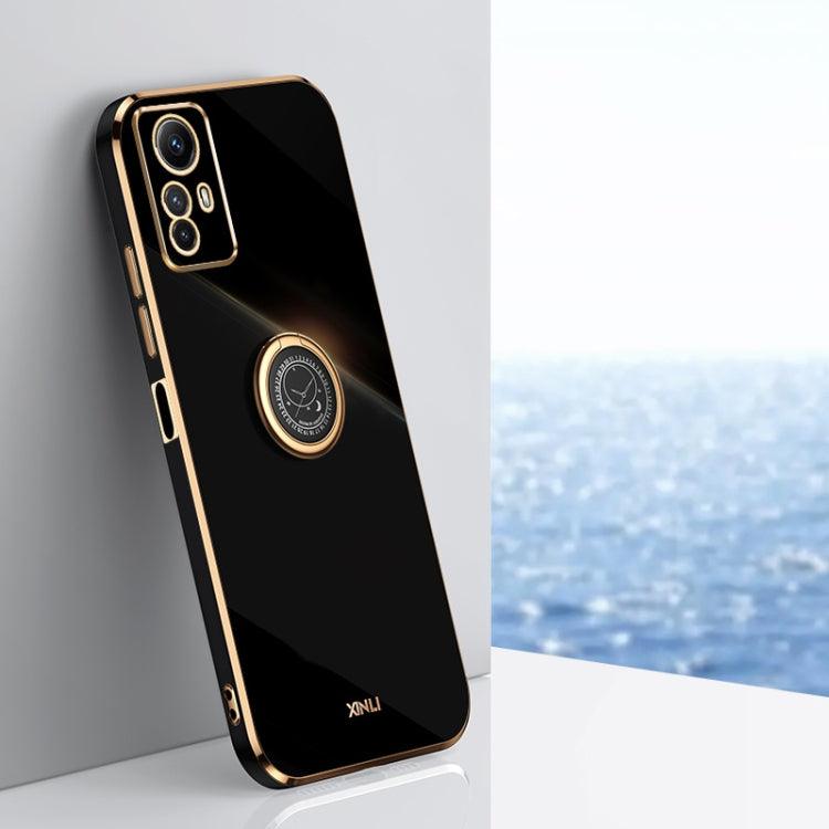 For Xiaomi Redmi Note 12S 4G XINLI Straight Edge 6D Electroplate TPU Phone Case with Ring Holder(Black) - Xiaomi Cases by XINLI | Online Shopping South Africa | PMC TechLife | Buy Now Pay Later Mobicred