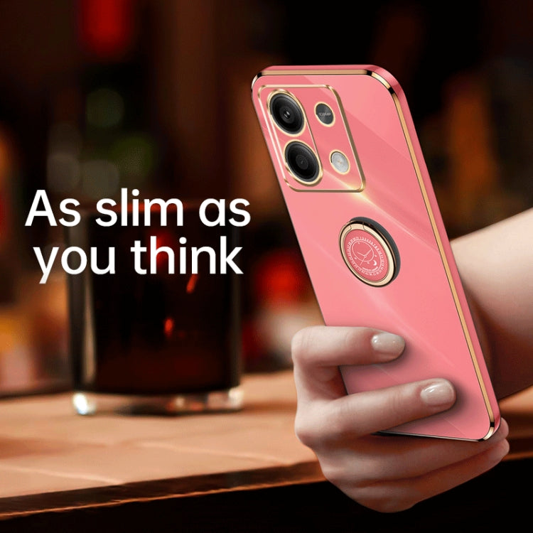 For Xiaomi Redmi Note 13 5G XINLI Straight Edge 6D Electroplate TPU Phone Case with Ring Holder(Black) - Note 13 Cases by XINLI | Online Shopping South Africa | PMC TechLife | Buy Now Pay Later Mobicred