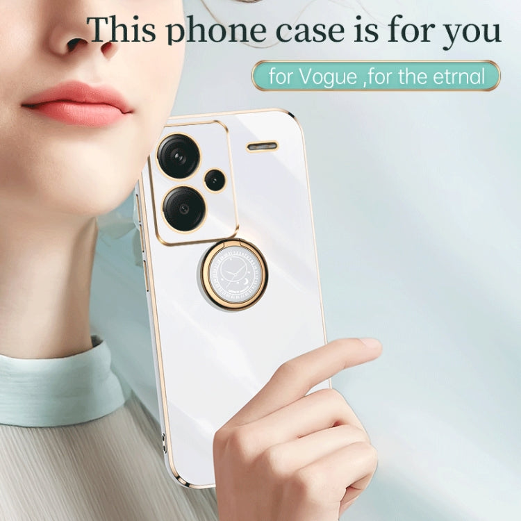 For Xiaomi Redmi Note 13 Pro+ XINLI Straight Edge 6D Electroplate TPU Phone Case with Ring Holder(White) - Note 13 Pro+ Cases by XINLI | Online Shopping South Africa | PMC Jewellery | Buy Now Pay Later Mobicred