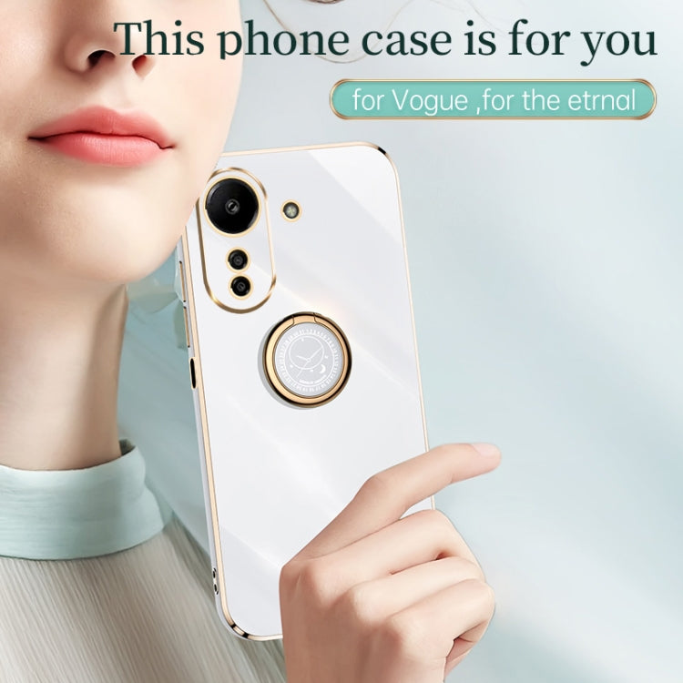 For Xiaomi Redmi 13C 4G XINLI Straight Edge 6D Electroplate TPU Phone Case with Ring Holder(Mint Green) - 13C Cases by XINLI | Online Shopping South Africa | PMC Jewellery | Buy Now Pay Later Mobicred