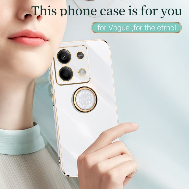 For Xiaomi Redmi Note 13 4G XINLI Straight Edge 6D Electroplate TPU Phone Case with Ring Holder(White) - Note 13 Cases by XINLI | Online Shopping South Africa | PMC TechLife | Buy Now Pay Later Mobicred
