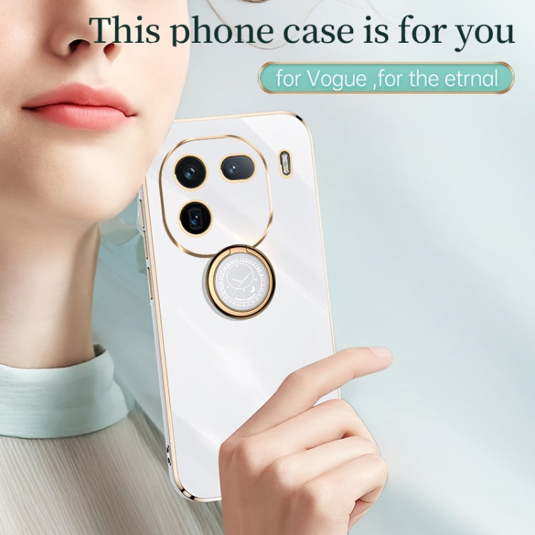 For vivo iQOO 12 Pro 5G XINLI Straight Edge 6D Electroplate TPU Phone Case with Ring Holder(Mint Green) - iQOO 12 Pro Cases by XINLI | Online Shopping South Africa | PMC Jewellery | Buy Now Pay Later Mobicred