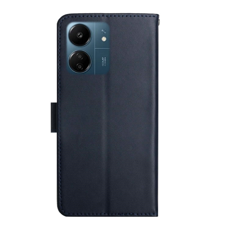 For Xiaomi Redmi 13C 4G Genuine Leather Fingerprint-proof Flip Phone Case(Blue) - 13C Cases by PMC Jewellery | Online Shopping South Africa | PMC Jewellery | Buy Now Pay Later Mobicred