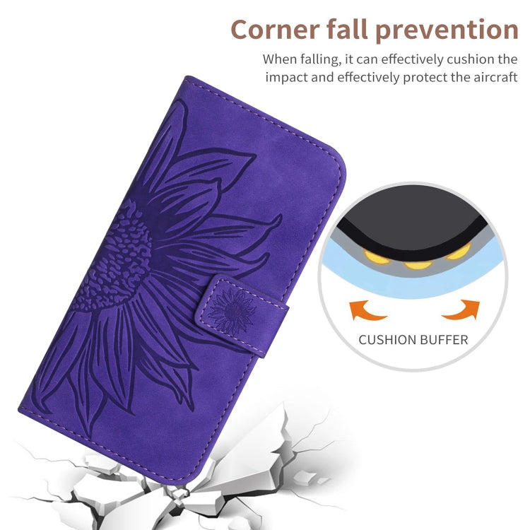 For Xiaomi Poco F5 Skin Feel Sun Flower Embossed Flip Leather Phone Case with Lanyard(Dark Purple) - Xiaomi Cases by PMC Jewellery | Online Shopping South Africa | PMC Jewellery | Buy Now Pay Later Mobicred