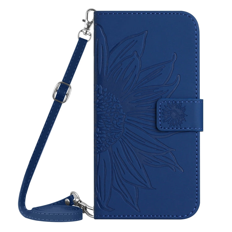 For Xiaomi Poco F5 Skin Feel Sun Flower Embossed Flip Leather Phone Case with Lanyard(Dark Blue) - Xiaomi Cases by PMC Jewellery | Online Shopping South Africa | PMC Jewellery | Buy Now Pay Later Mobicred