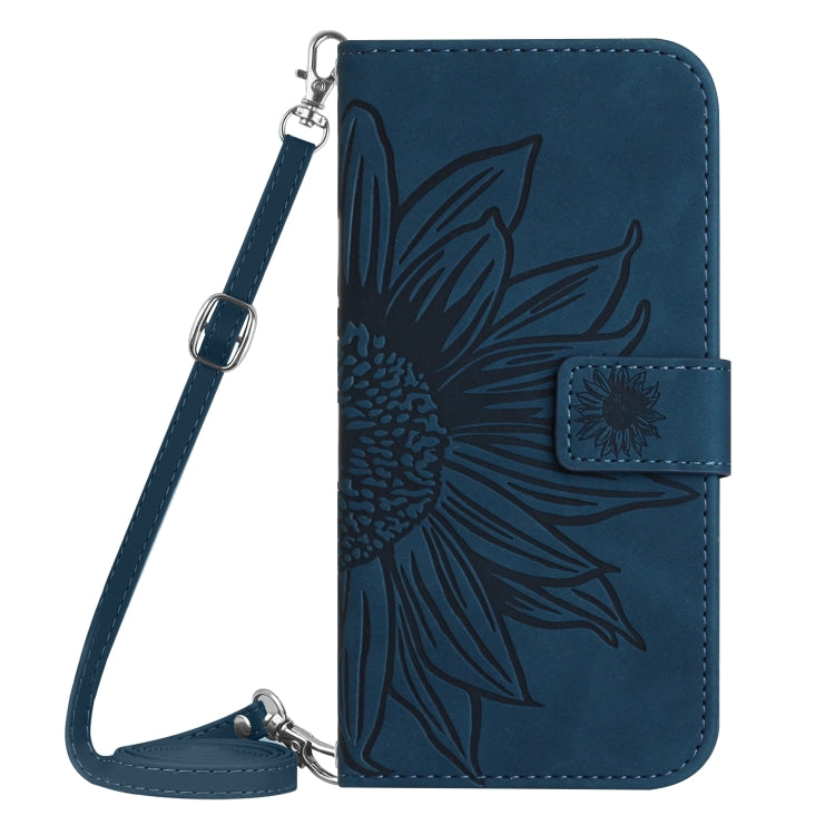 For Xiaomi Redmi Note 12S Skin Feel Sun Flower Embossed Flip Leather Phone Case with Lanyard(Inky Blue) - Xiaomi Cases by PMC Jewellery | Online Shopping South Africa | PMC Jewellery | Buy Now Pay Later Mobicred