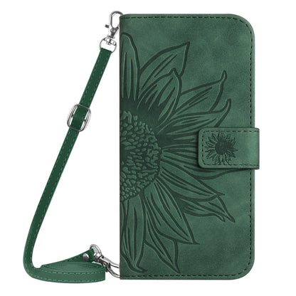 For Xiaomi Redmi 12 5G Skin Feel Sun Flower Embossed Flip Leather Phone Case with Lanyard(Green) - Xiaomi Cases by PMC Jewellery | Online Shopping South Africa | PMC Jewellery | Buy Now Pay Later Mobicred