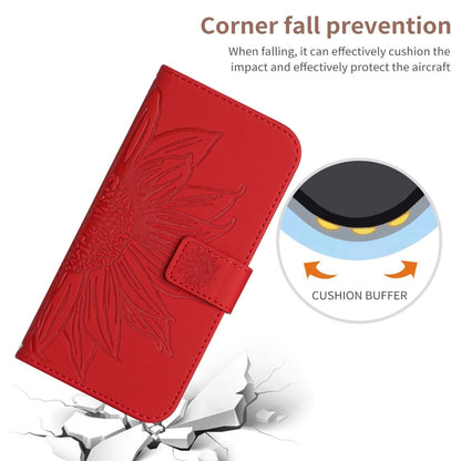 For Xiaomi Redmi A3 Skin Feel Sun Flower Embossed Flip Leather Phone Case with Lanyard(Red) - Xiaomi Cases by PMC Jewellery | Online Shopping South Africa | PMC Jewellery | Buy Now Pay Later Mobicred