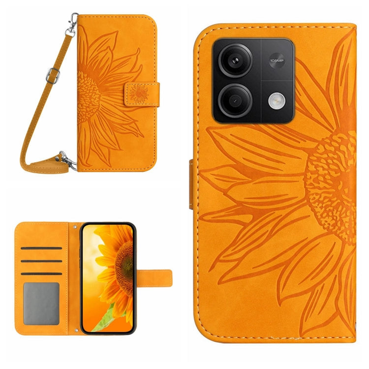 For Xiaomi Redmi Note 13 Pro 4G Global Skin Feel Sun Flower Embossed Flip Leather Phone Case with Lanyard(Yellow) - Note 13 Pro Cases by PMC Jewellery | Online Shopping South Africa | PMC Jewellery | Buy Now Pay Later Mobicred