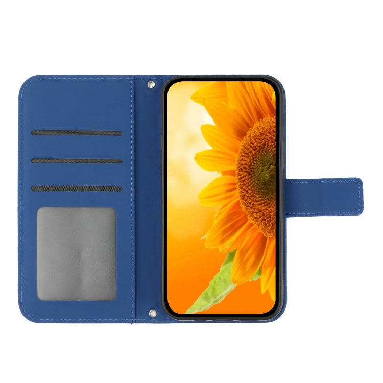 For Xiaomi Redmi Note 13 Pro 4G Global Skin Feel Sun Flower Embossed Flip Leather Phone Case with Lanyard(Dark Blue) - Note 13 Pro Cases by PMC Jewellery | Online Shopping South Africa | PMC Jewellery | Buy Now Pay Later Mobicred