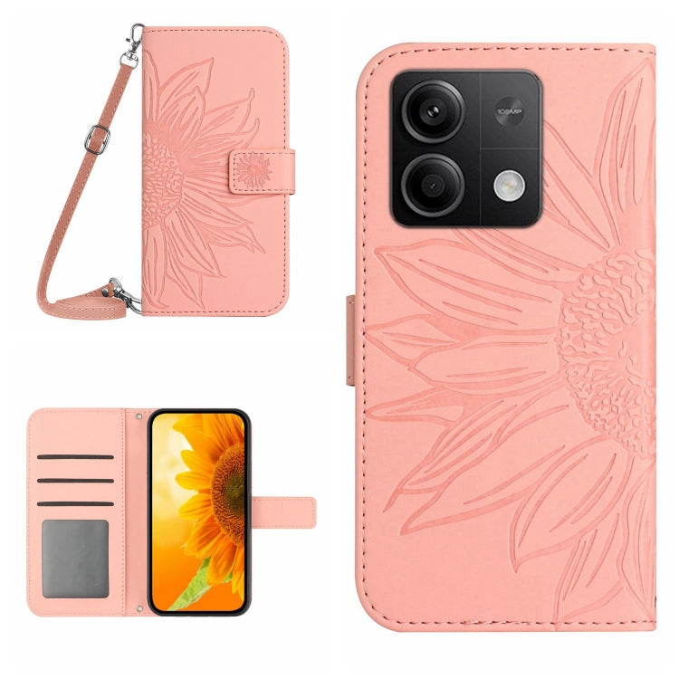 For Xiaomi Redmi Note 13 Pro 4G Global Skin Feel Sun Flower Embossed Flip Leather Phone Case with Lanyard(Pink) - Note 13 Pro Cases by PMC Jewellery | Online Shopping South Africa | PMC Jewellery | Buy Now Pay Later Mobicred