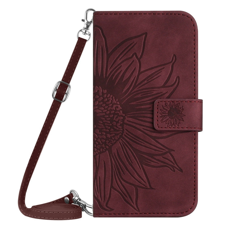 For Xiaomi 14 Ultra Skin Feel Sun Flower Embossed Flip Leather Phone Case with Lanyard(Wine Red) - 14 Ultra Cases by PMC Jewellery | Online Shopping South Africa | PMC Jewellery | Buy Now Pay Later Mobicred