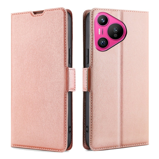 For Huawei Pura 70 Ultra-thin Voltage Side Buckle Horizontal Flip Leather Phone Case(Rose Gold) - Huawei Cases by PMC Jewellery | Online Shopping South Africa | PMC Jewellery | Buy Now Pay Later Mobicred