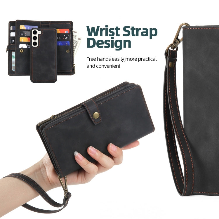 For Samsung Galaxy A22 5G Zipper Wallet Magnetic Detachable Leather Phone Case(Black) - free shipping - PMC TechLife - Order now!