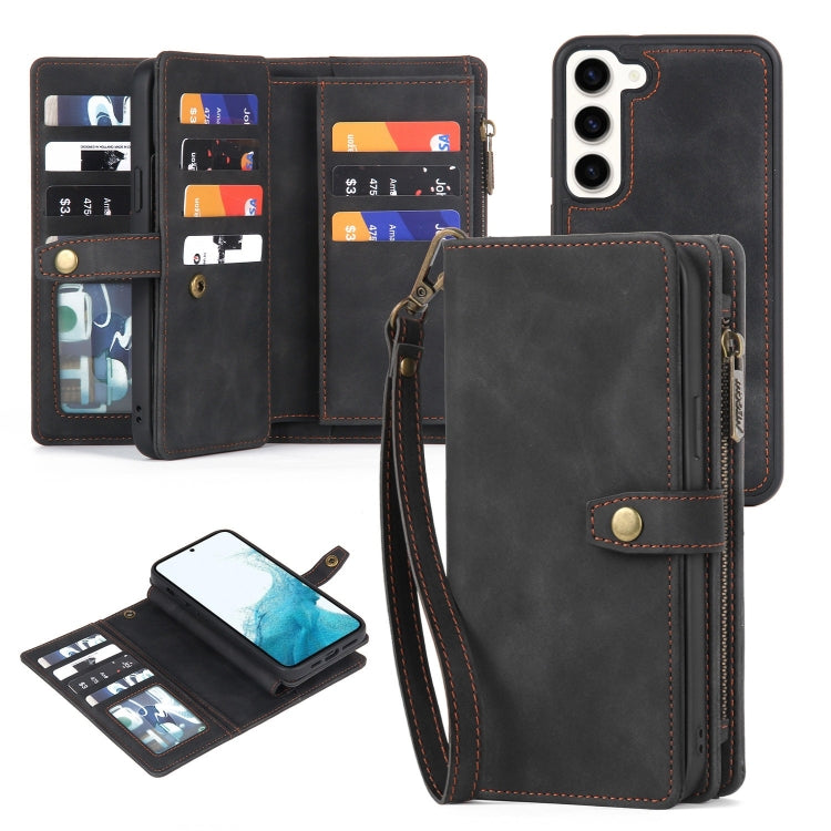 For Samsung Galaxy A42 5G Zipper Wallet Detachable MagSafe Leather Phone Case(Black) - Galaxy Phone Cases by PMC Jewellery | Online Shopping South Africa | PMC Jewellery