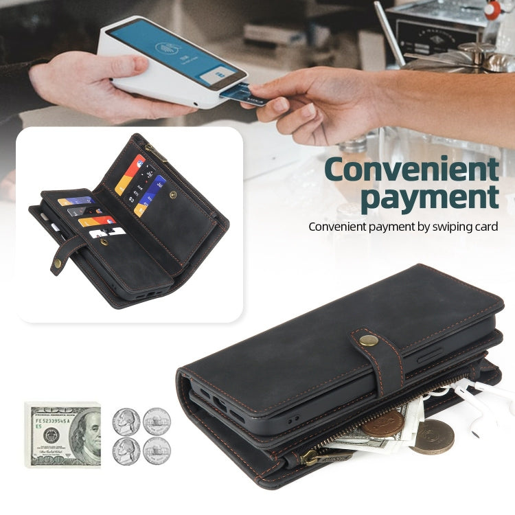 For Samsung Galaxy A51 5G Zipper Wallet Detachable MagSafe Leather Phone Case(Black) - Galaxy Phone Cases by PMC TechLife | Online Shopping South Africa | PMC TechLife