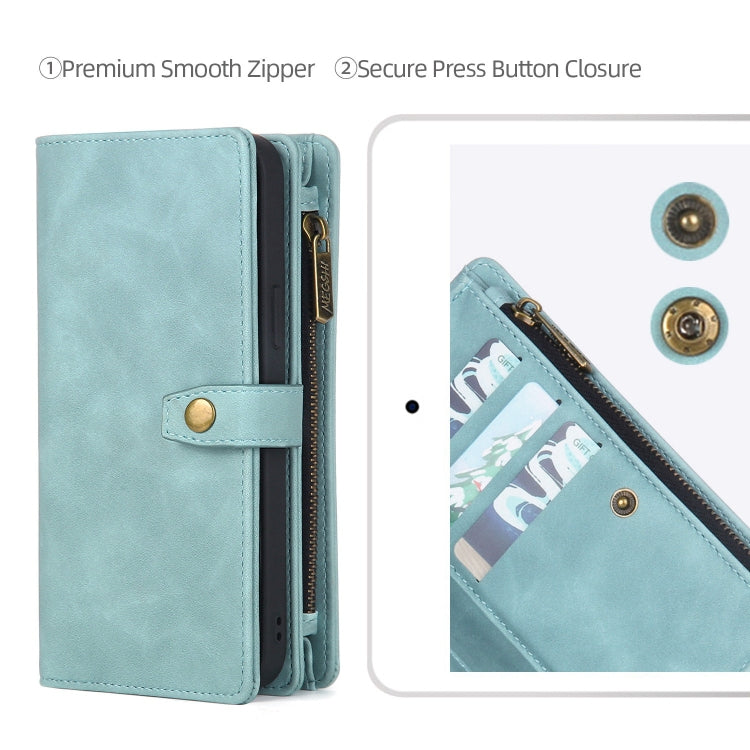 For Samsung Galaxy A73 5G Zipper Wallet Detachable MagSafe Leather Phone Case(Blue) - Galaxy Phone Cases by PMC TechLife | Online Shopping South Africa | PMC TechLife
