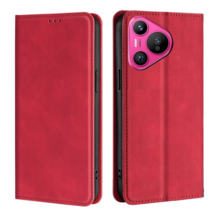 For Huawei Pura 70 Skin Feel Magnetic Leather Phone Case(Red) - Huawei Cases by PMC Jewellery | Online Shopping South Africa | PMC Jewellery | Buy Now Pay Later Mobicred