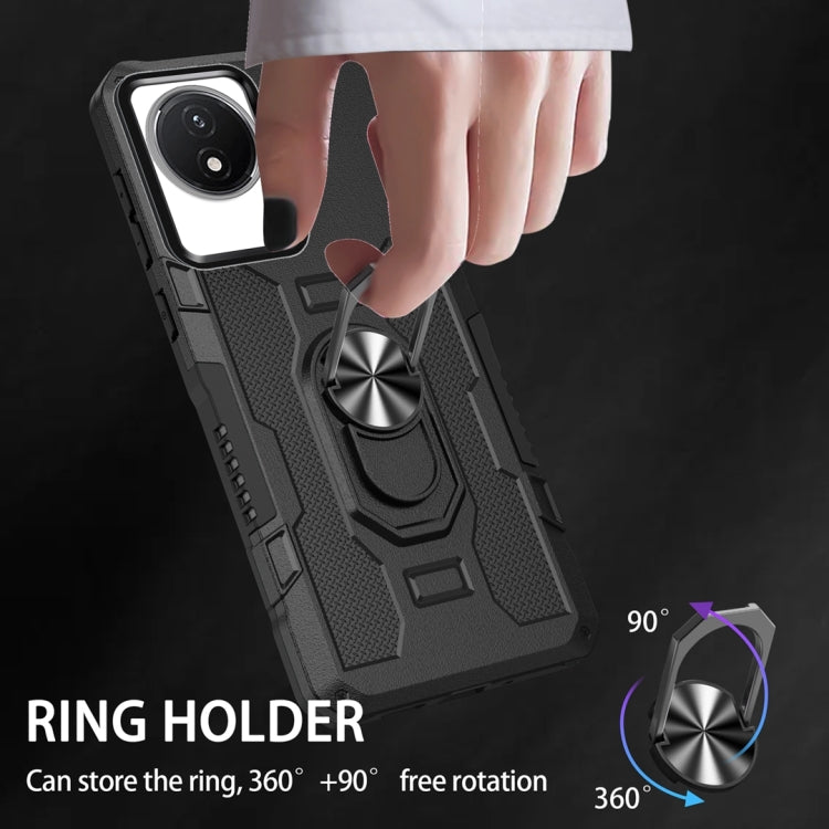 For vivo Y02 Ring Holder Armor Hybrid Phone Case(Black) - vivo Cases by PMC Jewellery | Online Shopping South Africa | PMC Jewellery | Buy Now Pay Later Mobicred