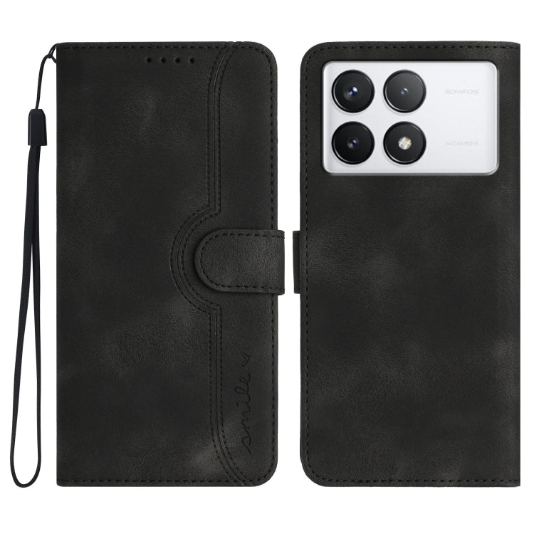 For Xiaomi Redmi K70 Heart Pattern Skin Feel Leather Phone Case(Black) - K70 Cases by PMC Jewellery | Online Shopping South Africa | PMC Jewellery | Buy Now Pay Later Mobicred