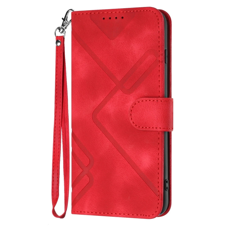 For Google Pixel 9 Pro Line Pattern Skin Feel Leather Phone Case(Red) - Google Cases by PMC TechLife | Online Shopping South Africa | PMC TechLife | Buy Now Pay Later Mobicred