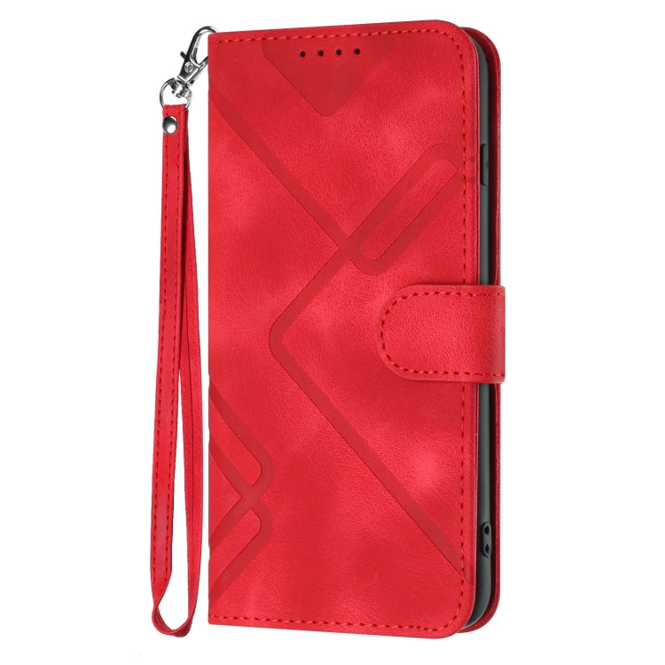 For Google Pixel 9 Line Pattern Skin Feel Leather Phone Case(Red) - Google Cases by PMC Jewellery | Online Shopping South Africa | PMC Jewellery | Buy Now Pay Later Mobicred