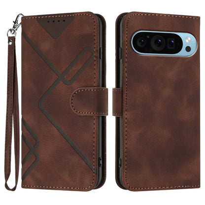 For Google Pixel 9 Line Pattern Skin Feel Leather Phone Case(Coffee) - Google Cases by PMC Jewellery | Online Shopping South Africa | PMC Jewellery | Buy Now Pay Later Mobicred