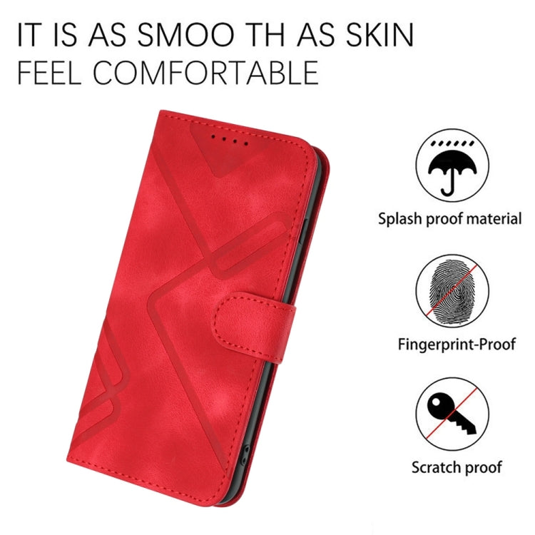 For iPhone 16 Plus Line Pattern Skin Feel Leather Phone Case(Red) - iPhone 16 Plus Cases by PMC TechLife | Online Shopping South Africa | PMC TechLife | Buy Now Pay Later Mobicred