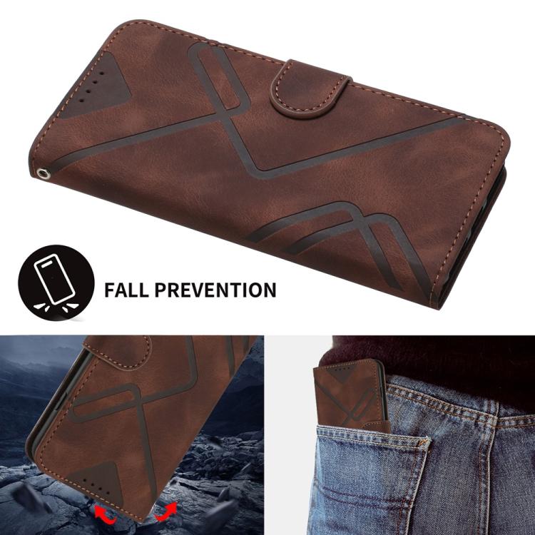 For iPhone 17 Pro Max Line Pattern Skin Feel Leather Phone Case(Coffee) - free shipping - PMc TechLife - Order now!
