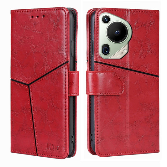 For Huawei Pura 70 Ultra 5G Geometric Stitching Leather Phone Case(Red) - Huawei Cases by PMC Jewellery | Online Shopping South Africa | PMC Jewellery | Buy Now Pay Later Mobicred